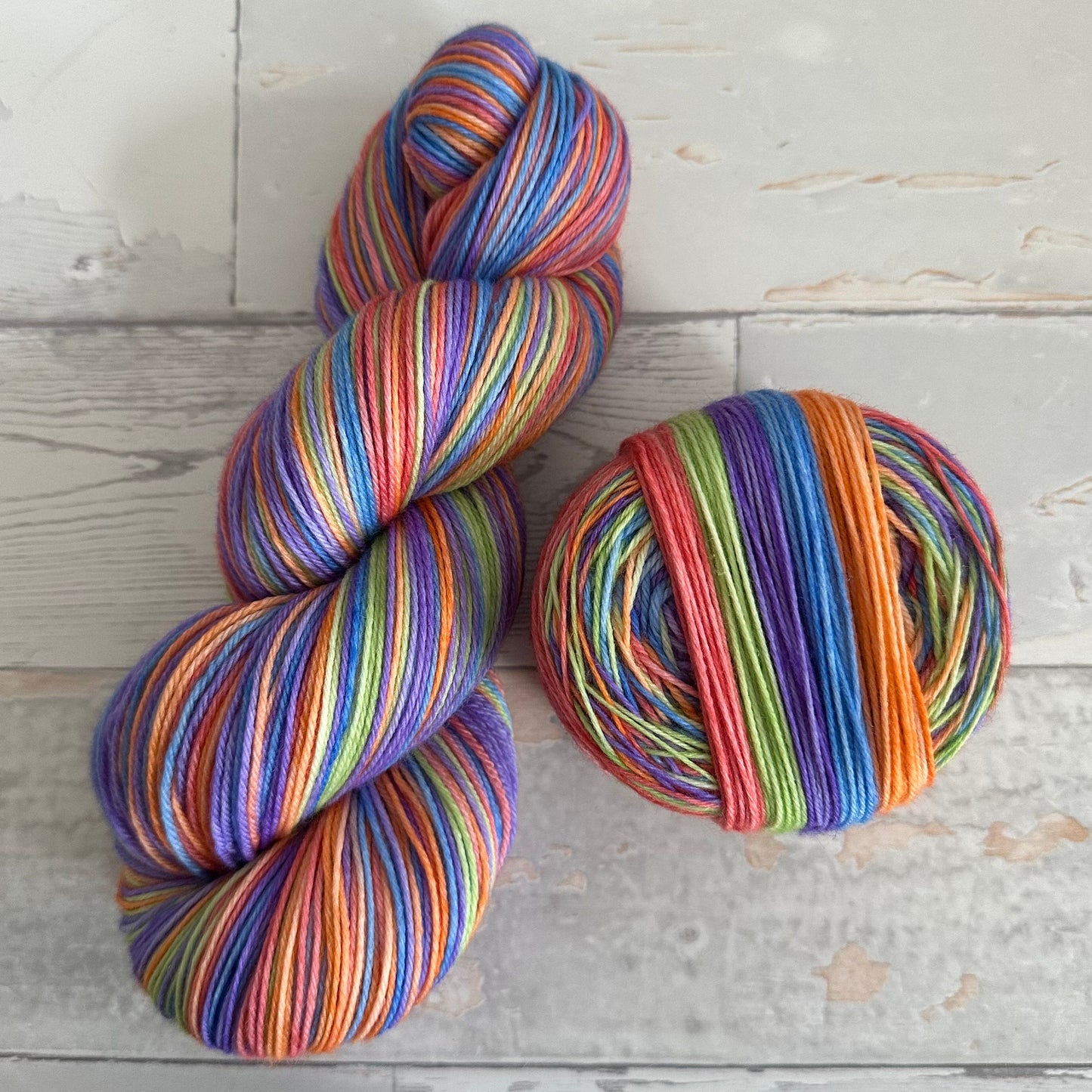 popsicle, 5 Streifen, selbststreifendes Sockengarn, handgefärbte sockenwolle, handgefärbtes Garn, handgefärbte wolle
