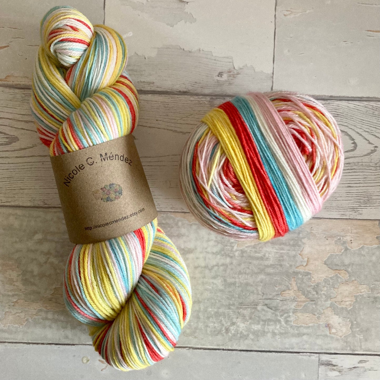 Vintage Christmas Stockings, 5 stripes, self-striping sockyarn, handdyed sockyarn, handdyed yarn, handdyed wool