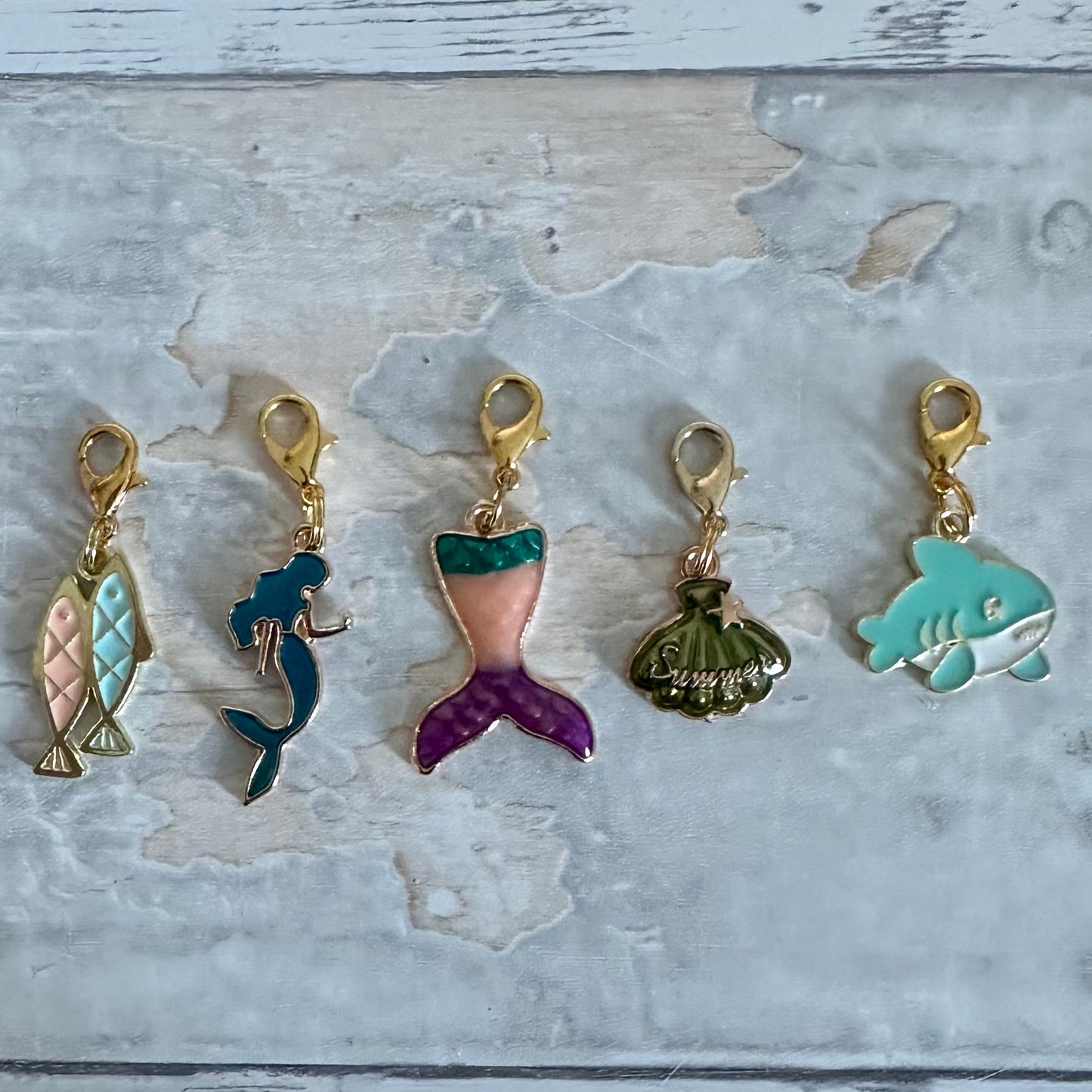 Stitch Marker Set, Progress Keeper, Ocean, Mermaid, Fish, Shark, Whale, Jellyfish, Sea Shell, Fin, Summer