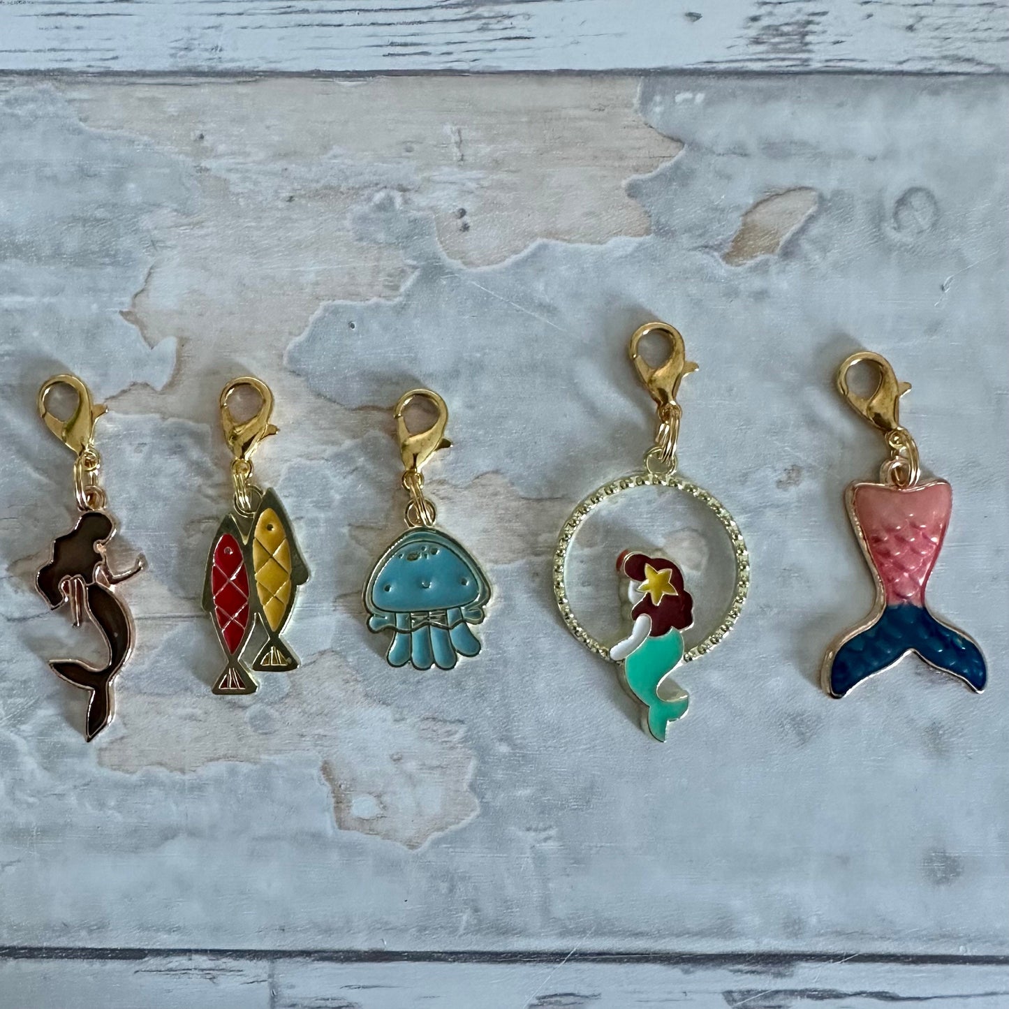 Stitch Marker Set, Progress Keeper, Ocean, Mermaid, Fish, Shark, Whale, Jellyfish, Sea Shell, Fin, Summer