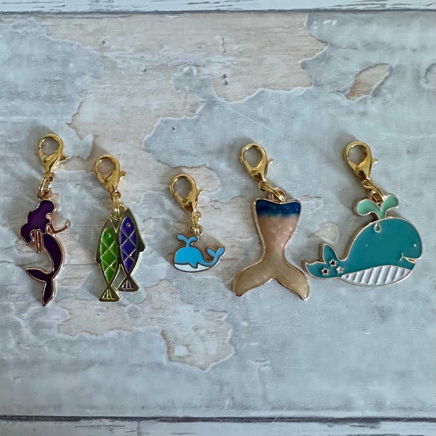 Stitch Marker Set, Progress Keeper, Ocean, Mermaid, Fish, Shark, Whale, Jellyfish, Sea Shell, Fin, Summer