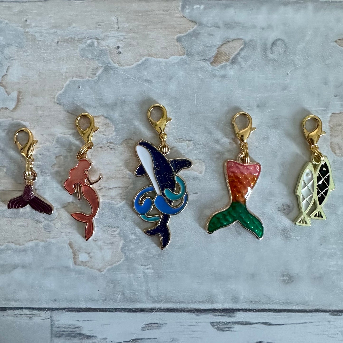 Stitch Marker Set, Progress Keeper, Ocean, Mermaid, Fish, Shark, Whale, Jellyfish, Sea Shell, Fin, Summer