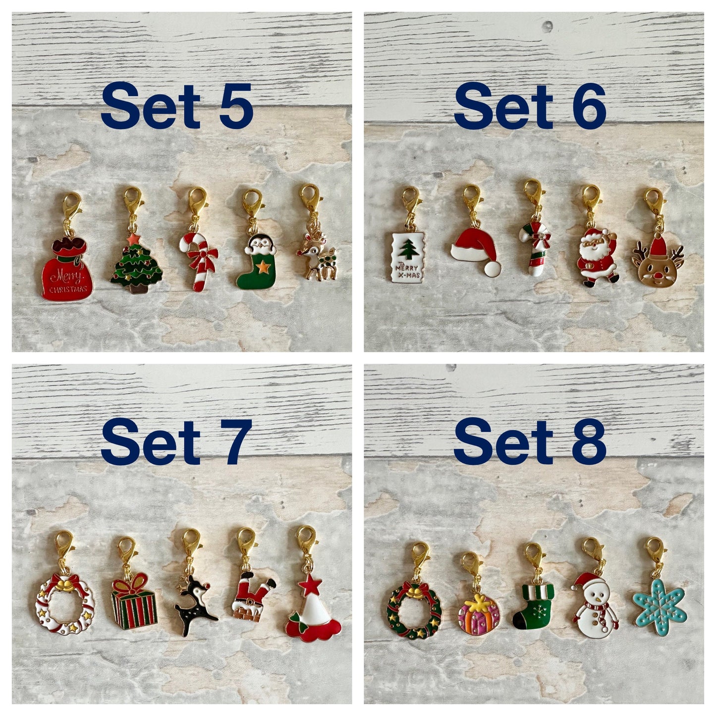 Stitch Marker Set, Progress Keeper, Christmas