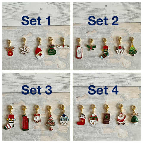 Stitch Marker Set, Progress Keeper, Christmas