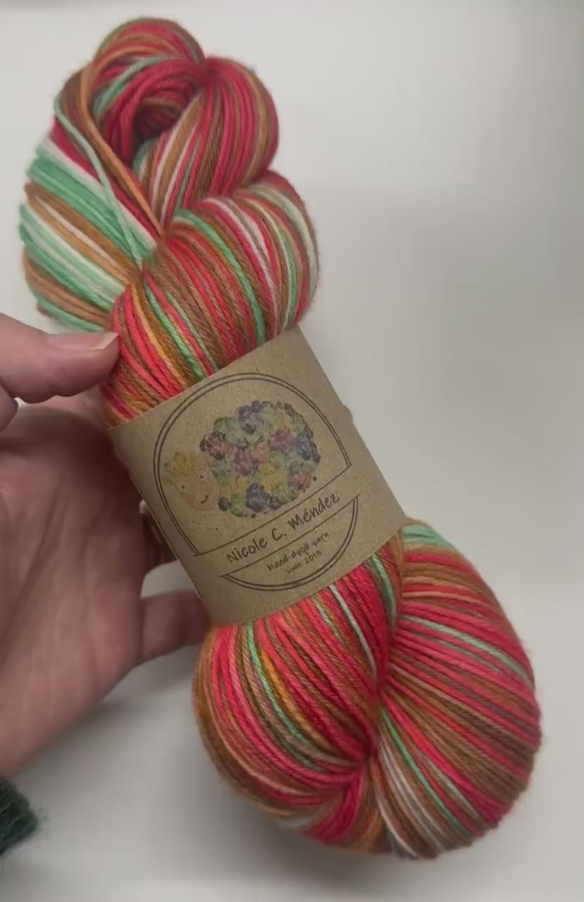Christmas Cookies, 5 stripes, self-striping sockyarn, handdyed sockyarn, handdyed yarn, handdyed wool