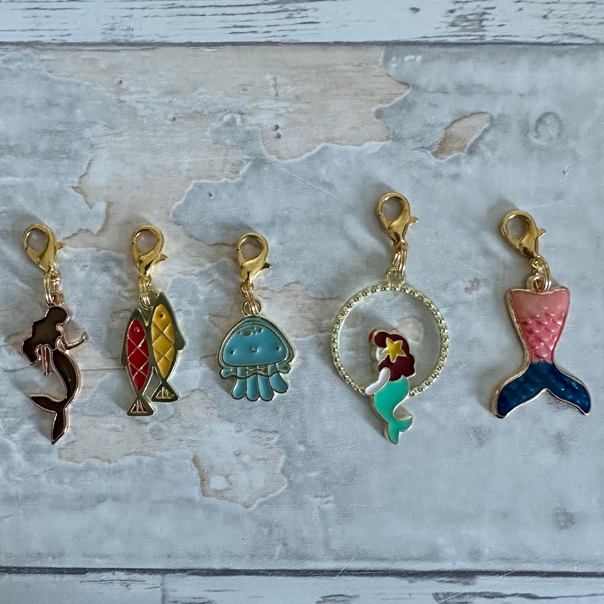 Stitch Marker Set, Progress Keeper, Ocean, Mermaid, Fish, Shark, Whale, Jellyfish, Sea Shell, Fin, Summer