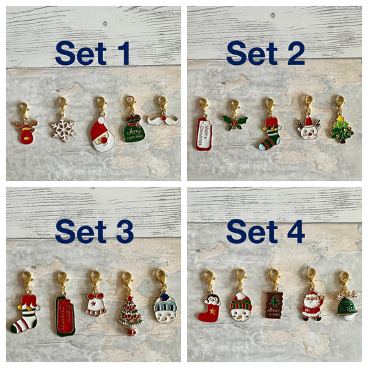 Stitch Marker Set, Progress Keeper, Christmas